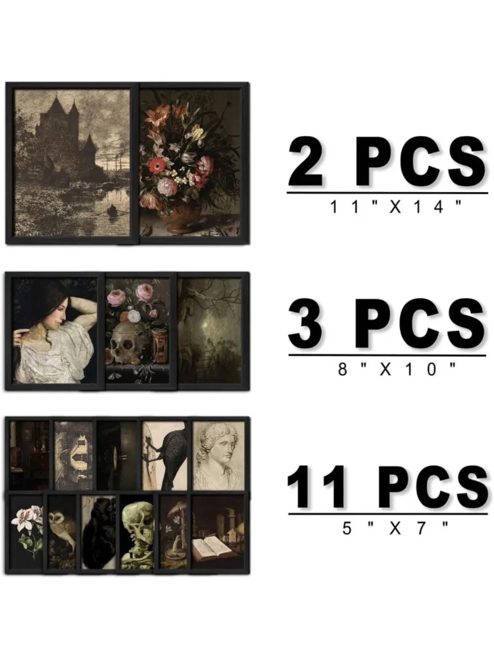 16 PCS Dark Academia Wall Art Set, Gothic Room Decor, Moody Prints for Aesthetic